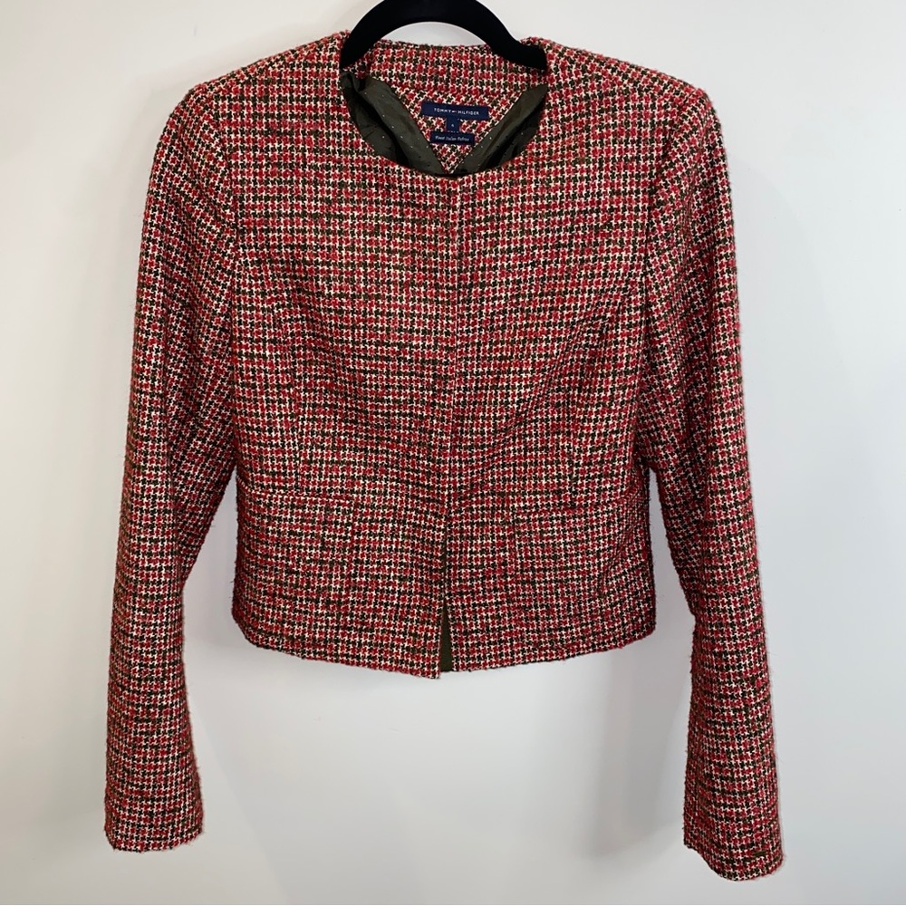 Tommy Hilfiger Red and Green Tweed Ladies Jacket